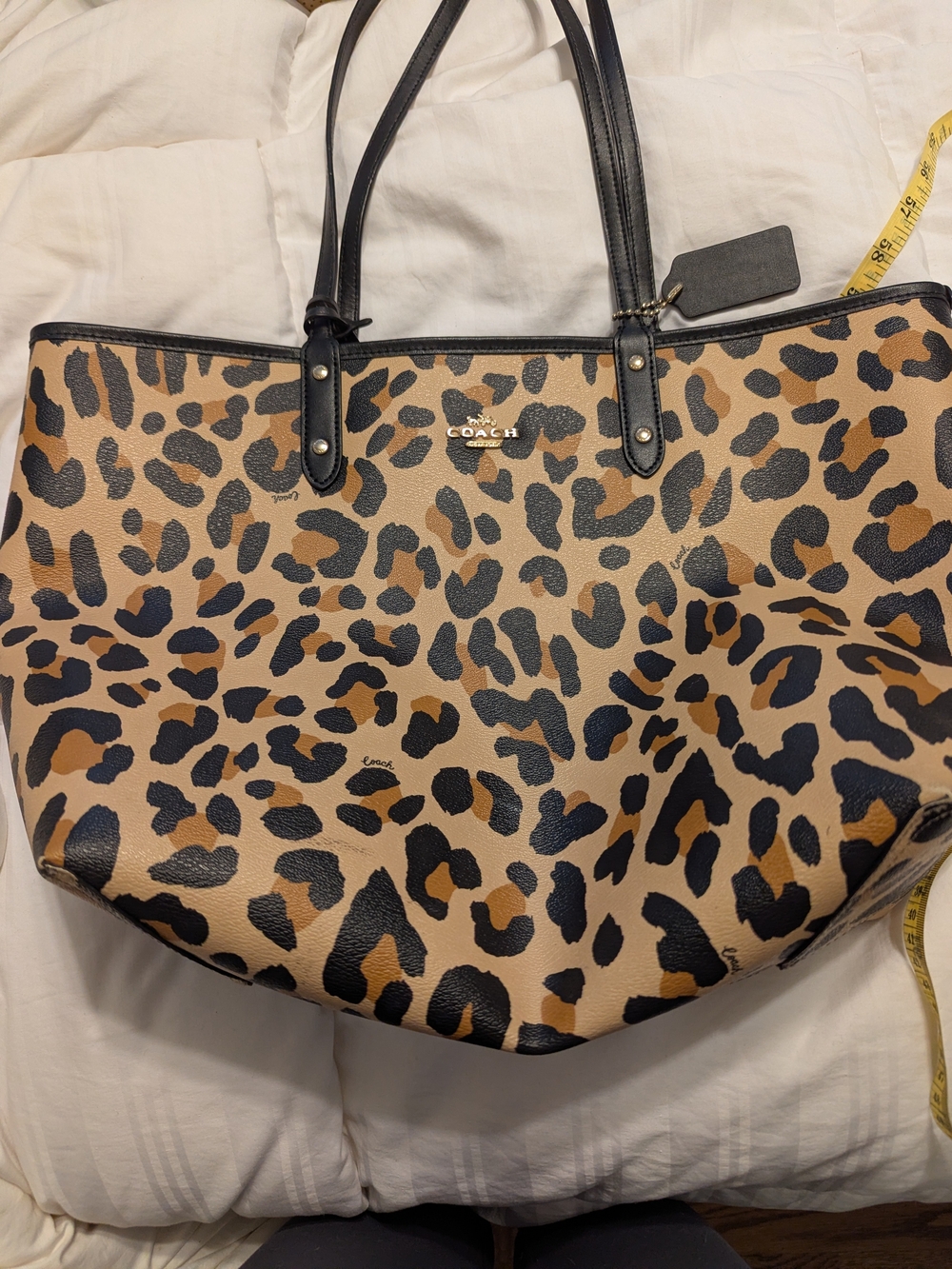 Coach Leopard-Print Tote in Tan and Black